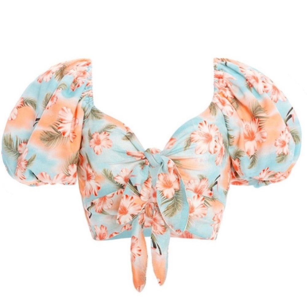 Agua Bendita Floral Puff Sleeve Top